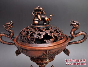 红铜精品浮雕貔貅双龙熏炉 收藏品